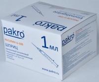 1 мл трехкомпонентный шприц Pakro инсулиновый U100 , с иглой 0,3х13, 100 шт купить в Челябинске